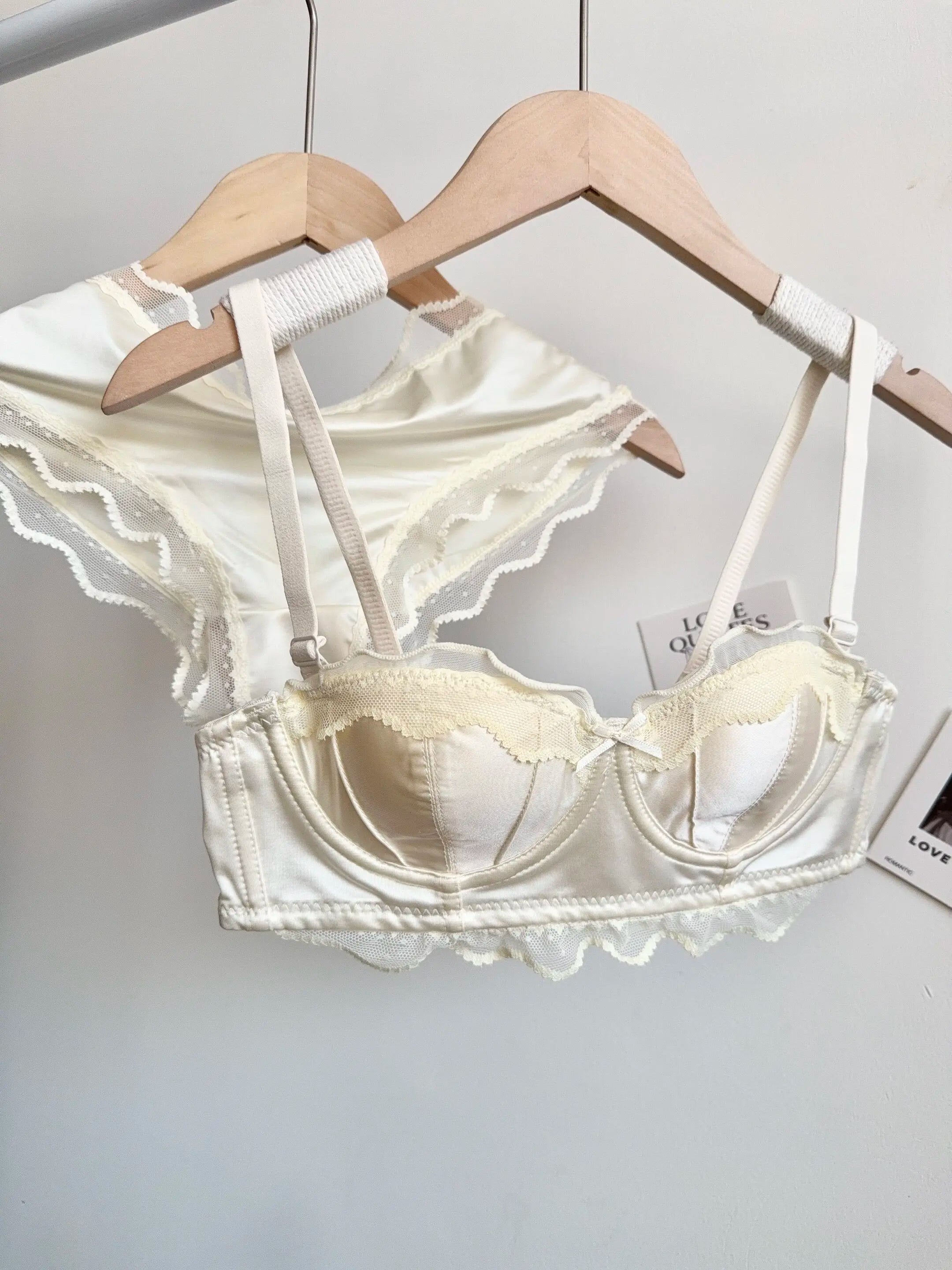 French Satin Lace Lingerie Set