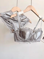 French Satin Lace Lingerie Set