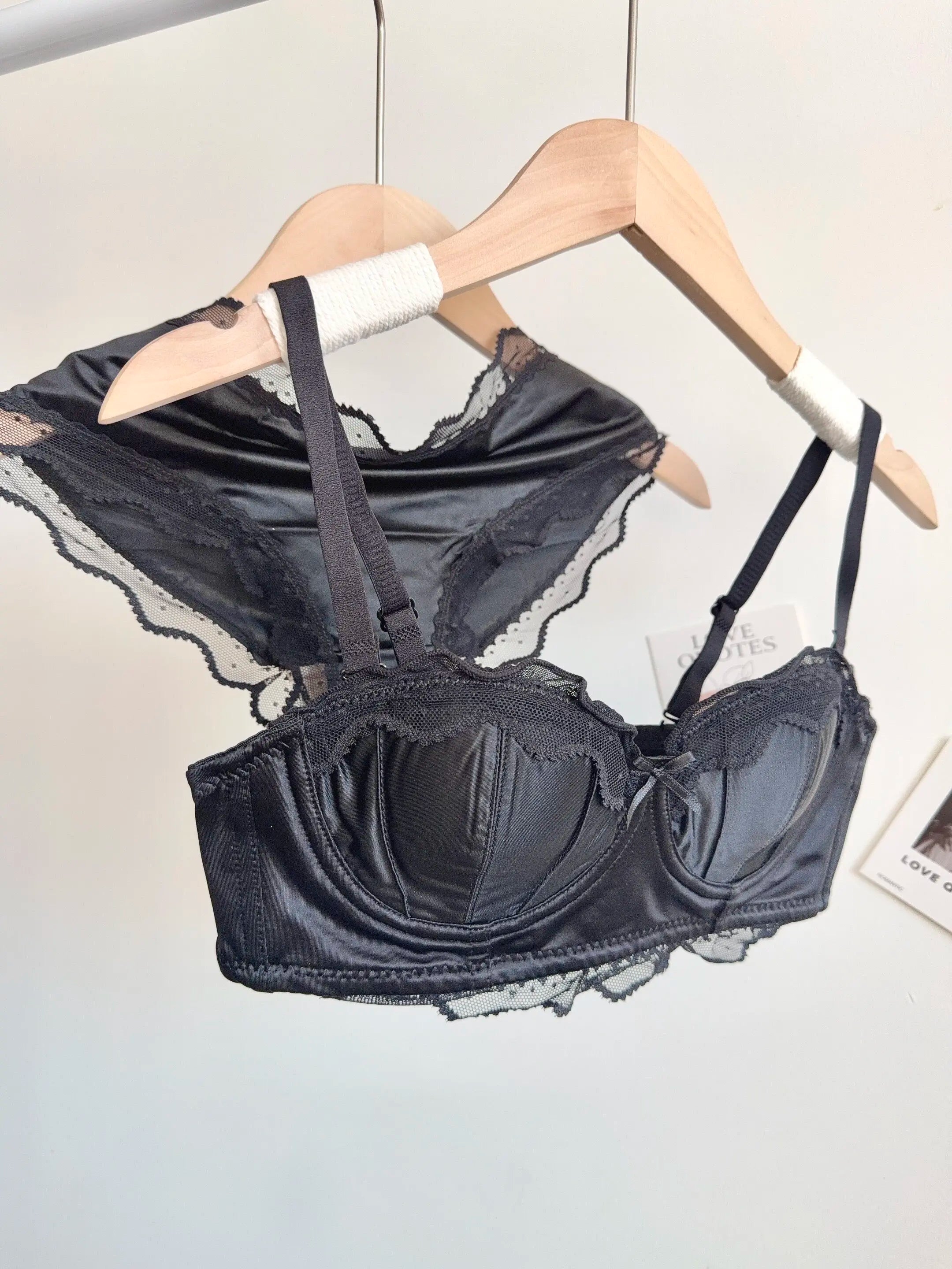 French Satin Lace Lingerie Set