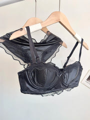 French Satin Lace Lingerie Set