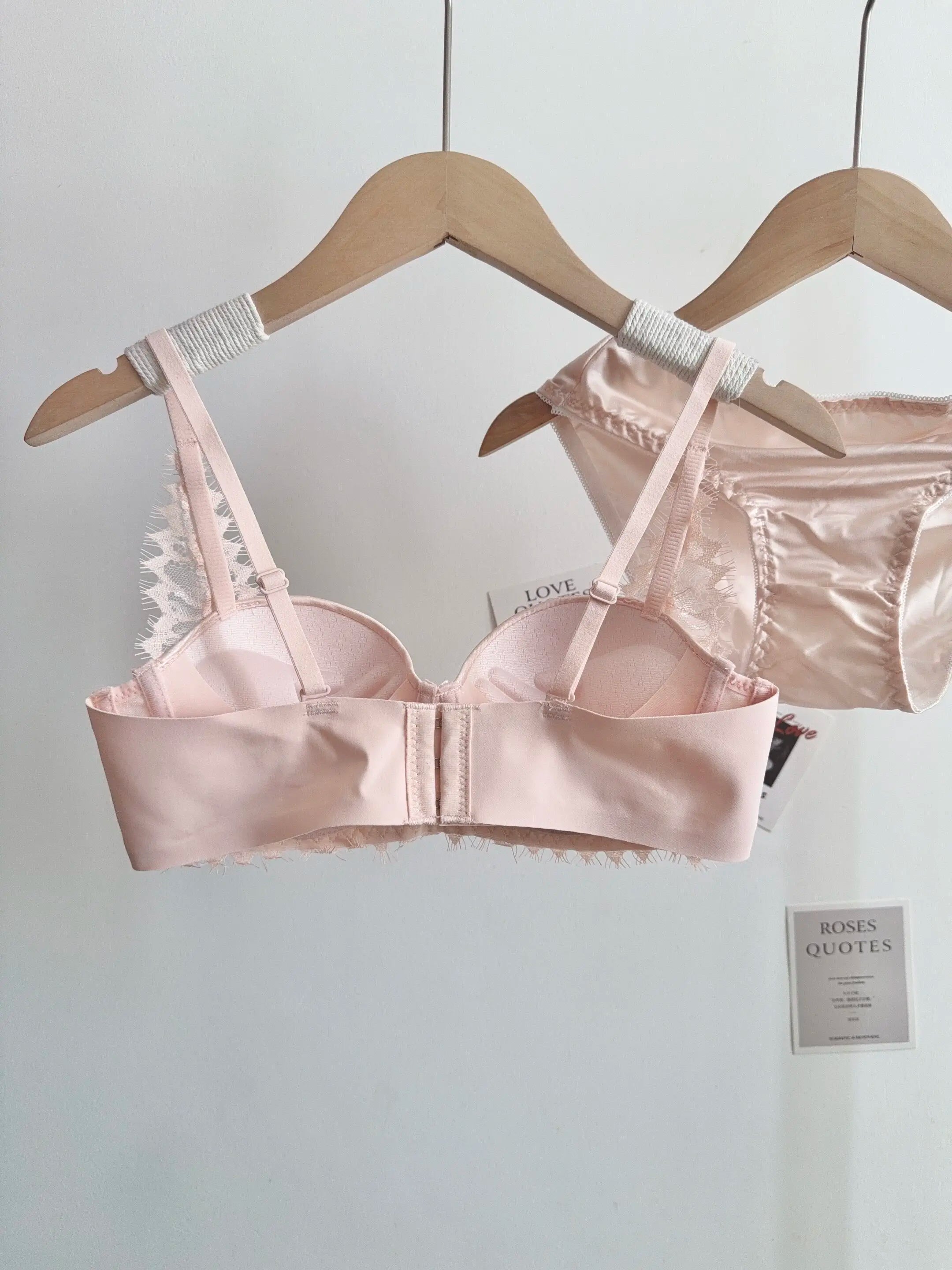 French Satin Lace Lingerie Set