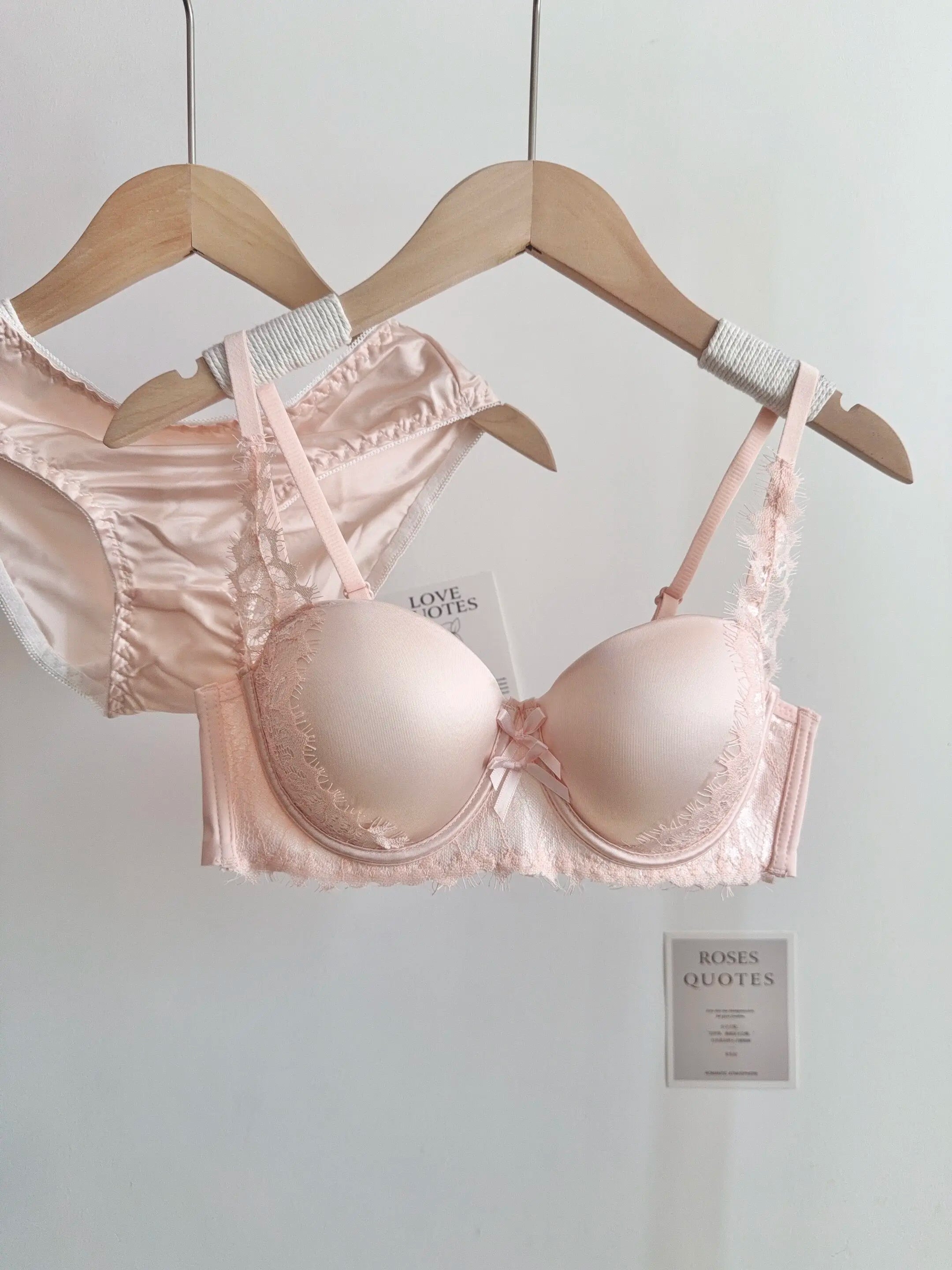 French Satin Lace Lingerie Set