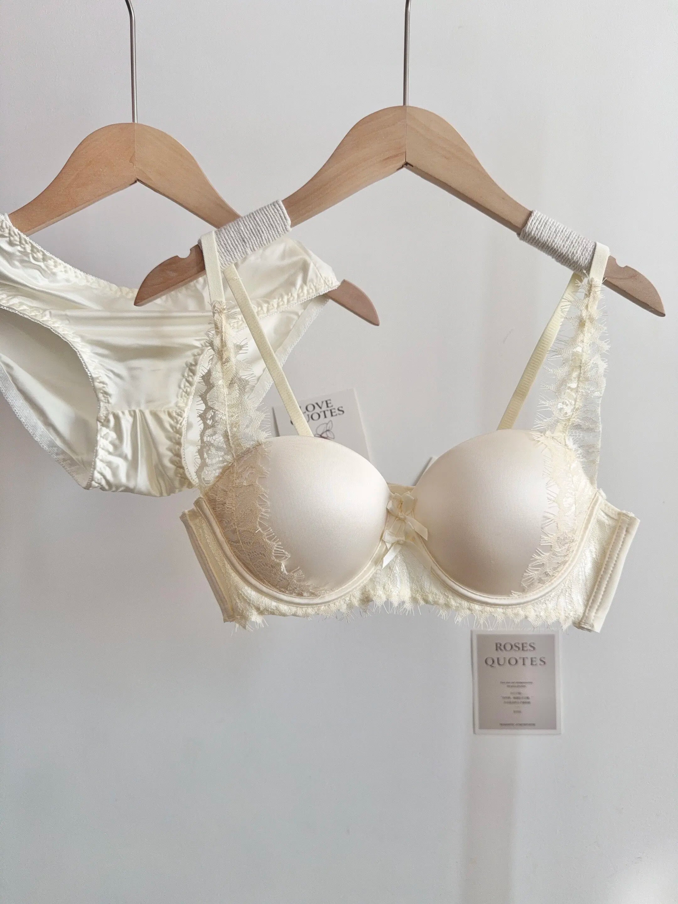 French Satin Lace Lingerie Set
