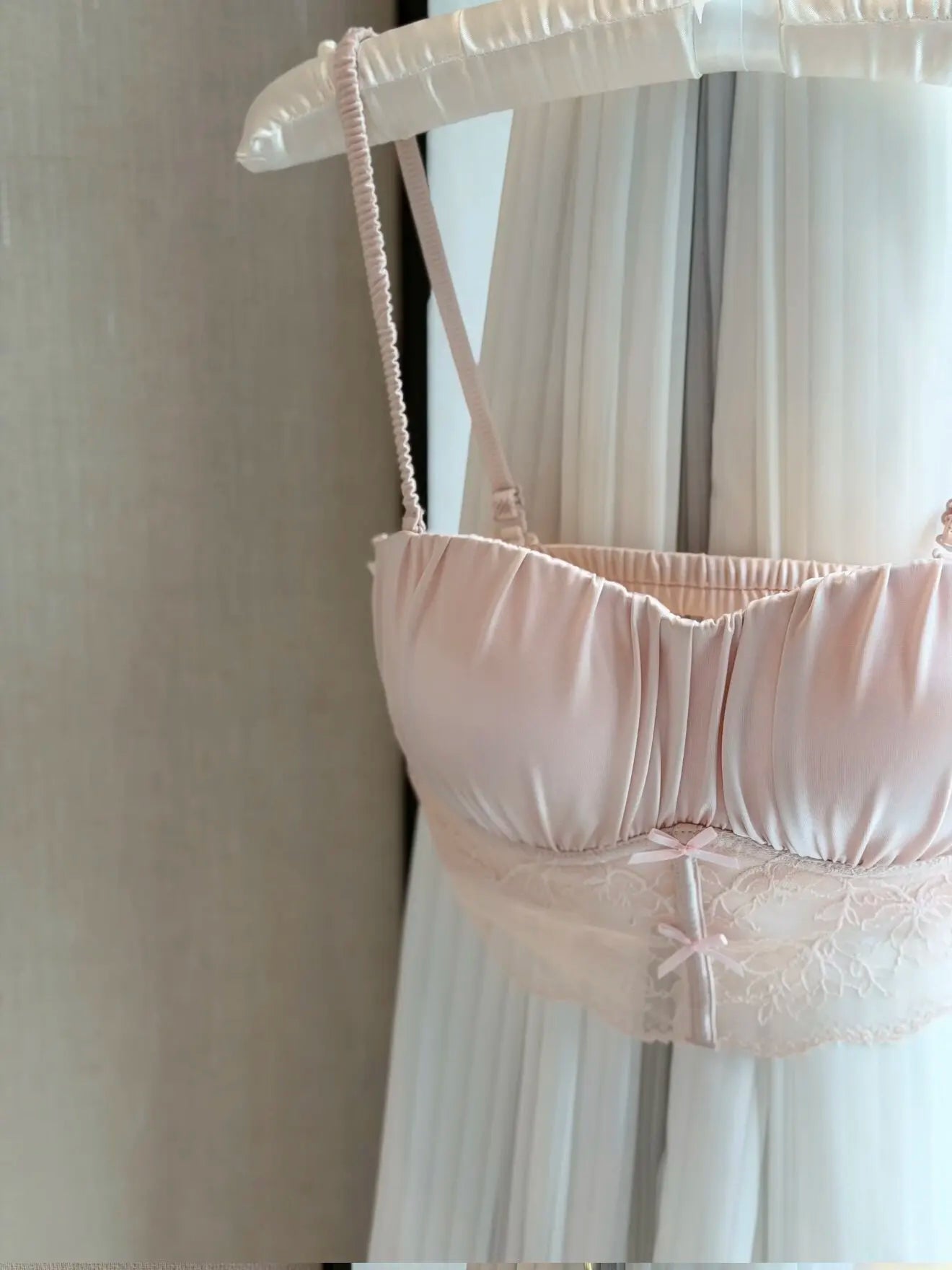 French Sexy Lace & Satin Bandeau Bra