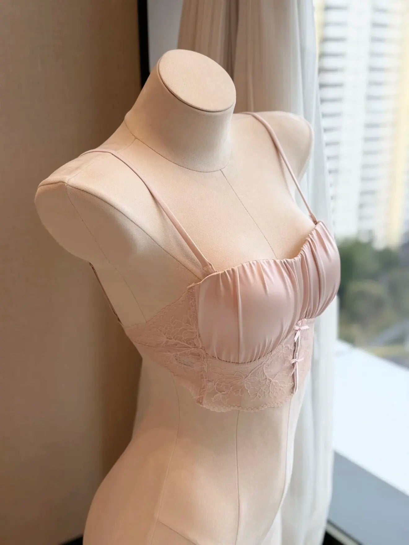 French Sexy Lace & Satin Bandeau Bra