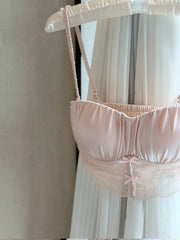French Sexy Lace & Satin Bandeau Bra