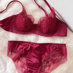 French Thin Cup Push Up Bra Set