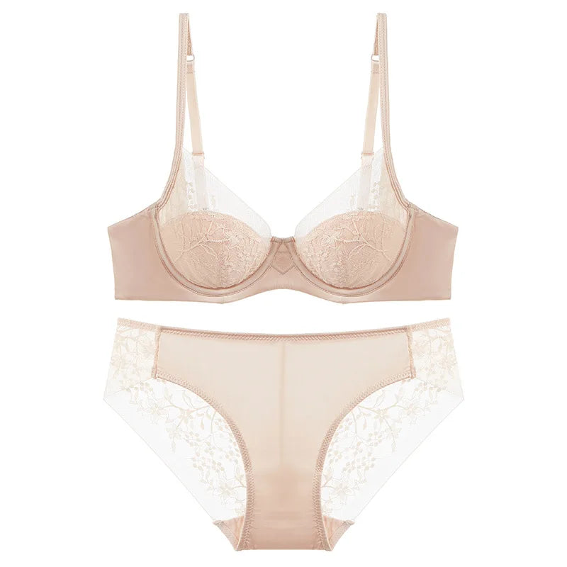 French Thin Cup Push Up Bra Set
