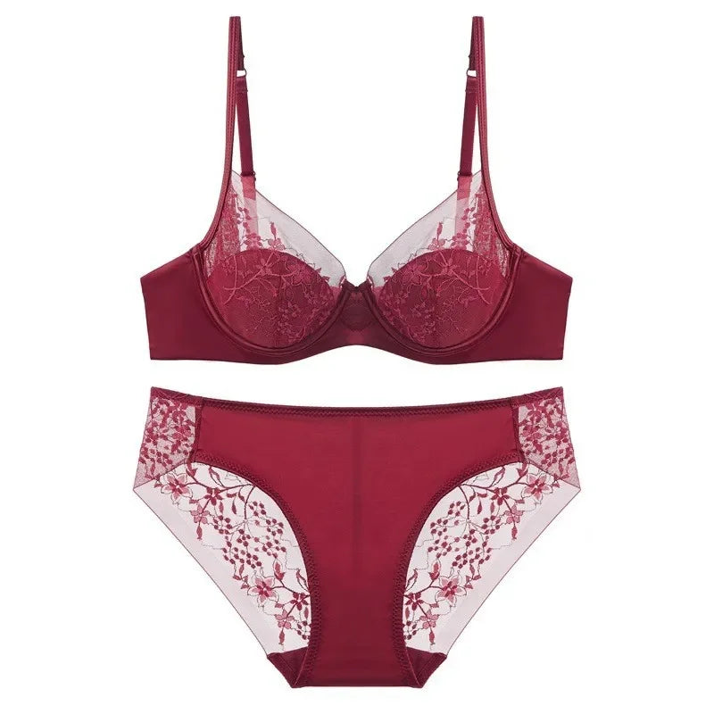 French Thin Cup Push Up Bra Set