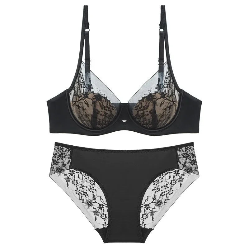 French Thin Cup Push Up Bra Set