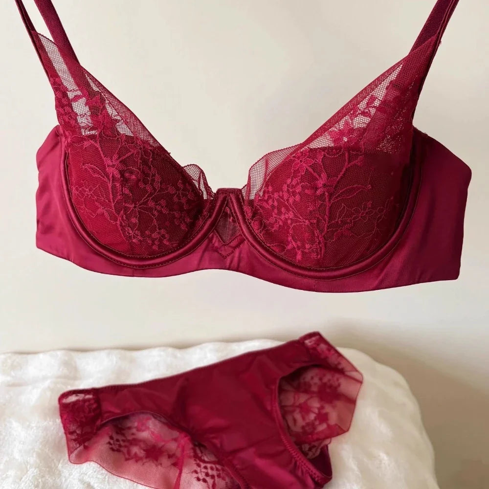 French Thin Cup Push Up Bra Set