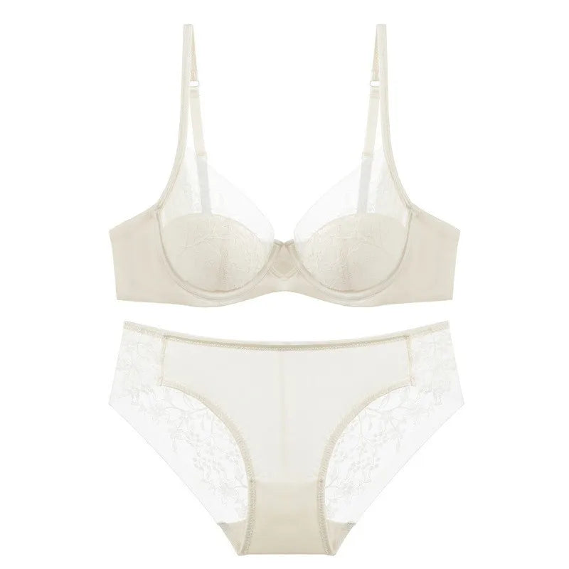 French Thin Cup Push Up Bra Set