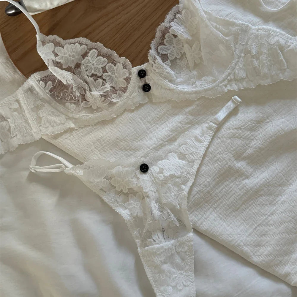 French Ultra Thin Button Decoration Underwear