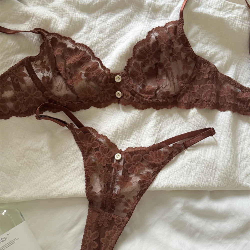 French Ultra Thin Button Decoration Underwear