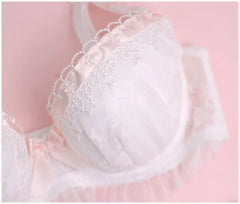 Girls water soluble lace thin section lingerie comfortable gather bra Set