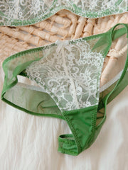 Green Garden French Romantic Underwire Lace Sexy Triangle Cup Bra Set