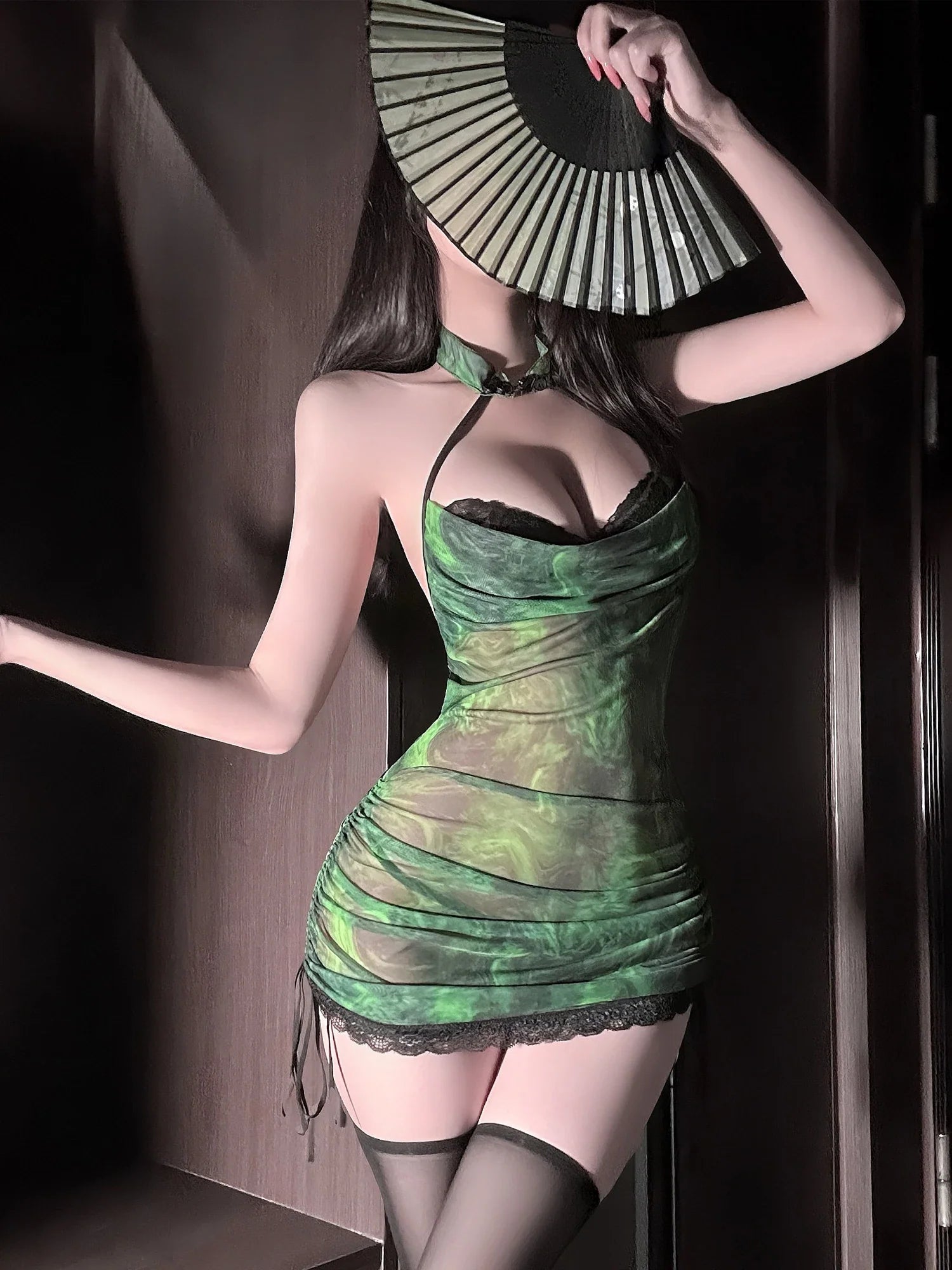 Green Lace Cheongsam Set