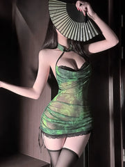 Green Lace Cheongsam Set