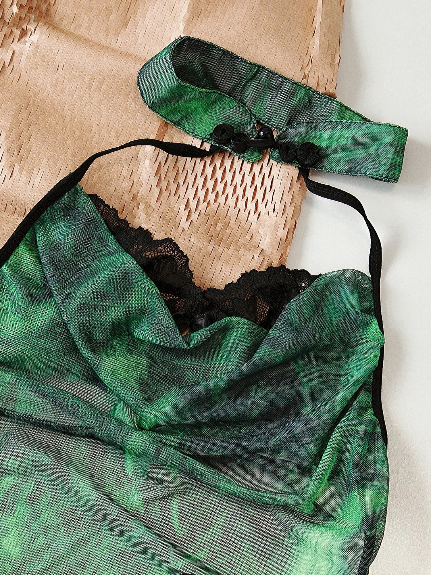 Green Lace Cheongsam Set