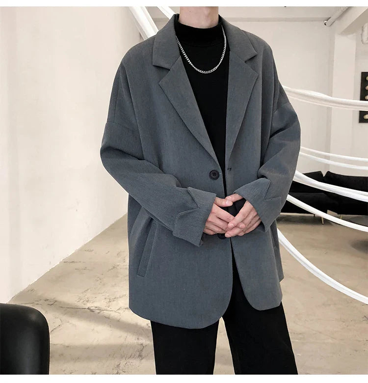 British-style Blazers Leisure Trendy Loose Suit Jackets Male Retro Daily Ins Streetwear All-match Simple Korean Suit-tops