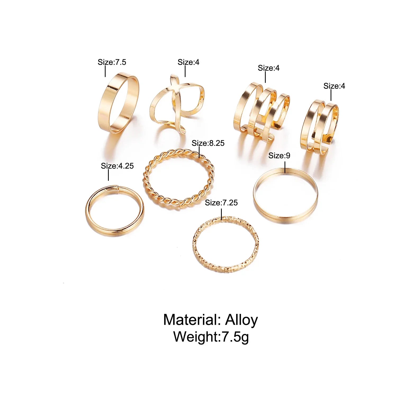 The Tide Cool Ring Set Korean Ring Ring Net Red Jewelry Not Fade Color Ring Cold Wind Hip Hop Index Finger Ring