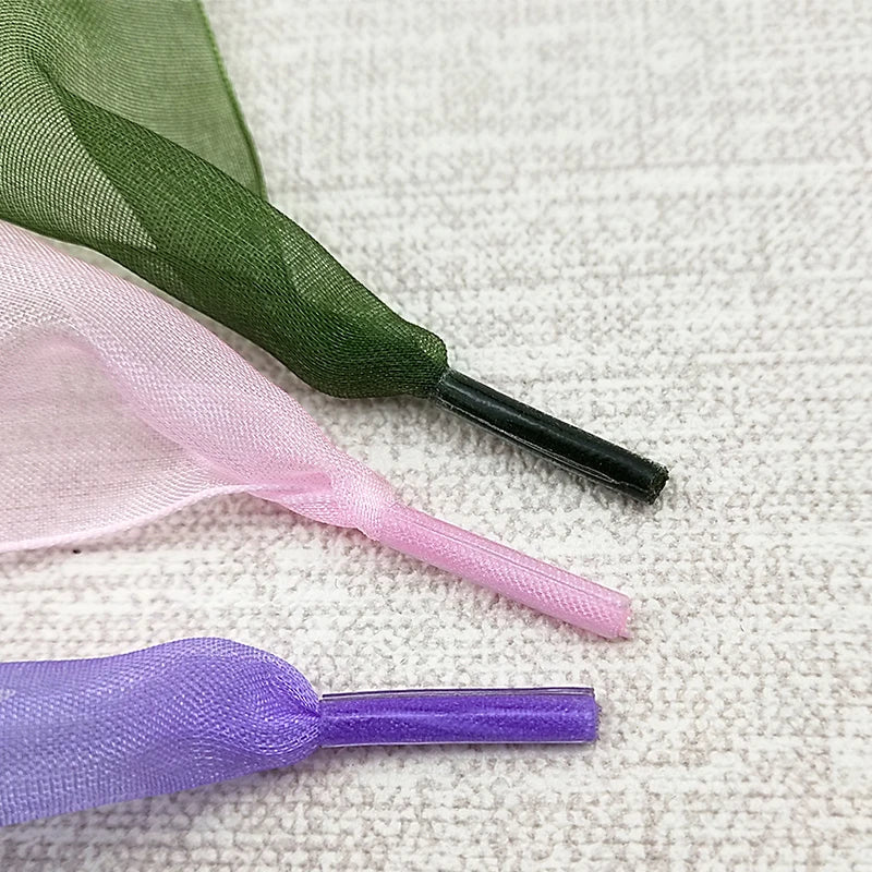 4cm Widened Transparent Chiffon Yarn Shoelaces Flat Silk Big Bow Wide Laces Trend Beauty White Casual Shoes Laces Dropship