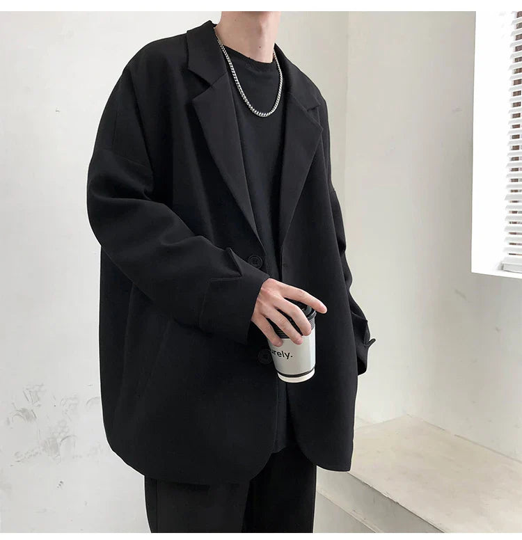 British-style Blazers Leisure Trendy Loose Suit Jackets Male Retro Daily Ins Streetwear All-match Simple Korean Suit-tops