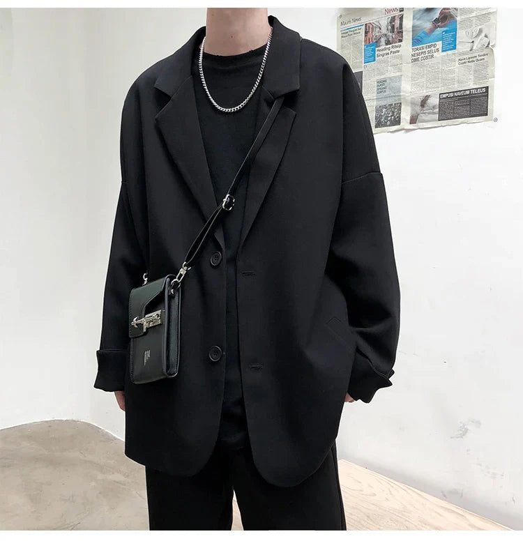 British-style Blazers Leisure Trendy Loose Suit Jackets Male Retro Daily Ins Streetwear All-match Simple Korean Suit-tops