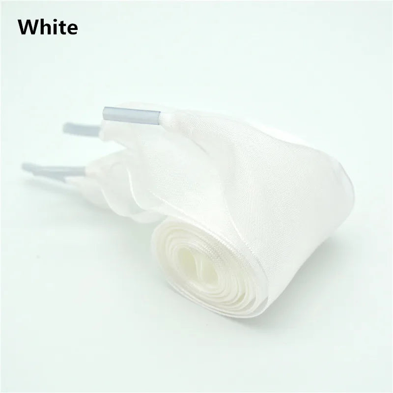 4cm Widened Transparent Chiffon Yarn Shoelaces Flat Silk Big Bow Wide Laces Trend Beauty White Casual Shoes Laces Dropship