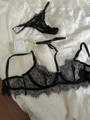 Hanging neck removable lingerie niche thin section lace sexy thin section on the support bra suit underwear