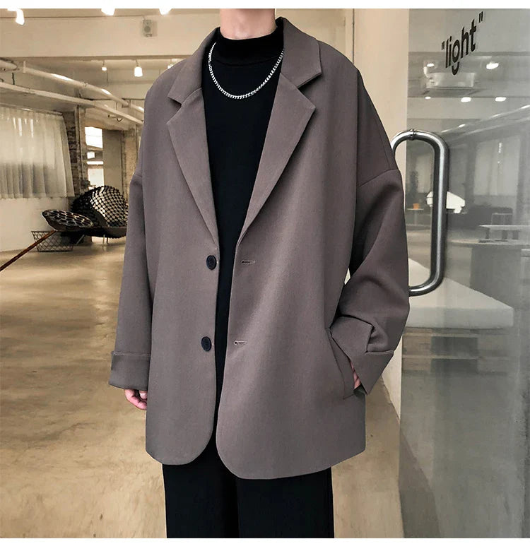 British-style Blazers Leisure Trendy Loose Suit Jackets Male Retro Daily Ins Streetwear All-match Simple Korean Suit-tops
