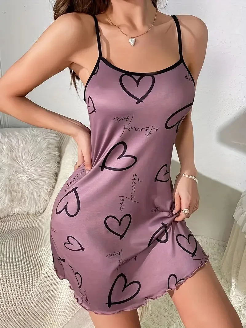 Heart & Letter Print NightDress