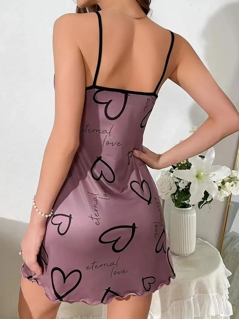 Heart & Letter Print NightDress