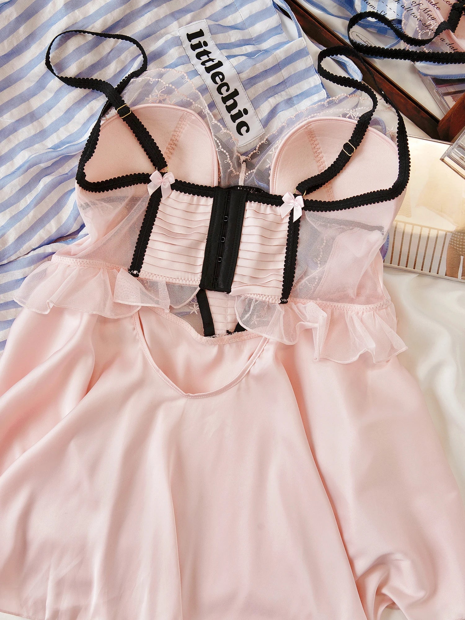 Heart-Print Satin Sexy Nightgown