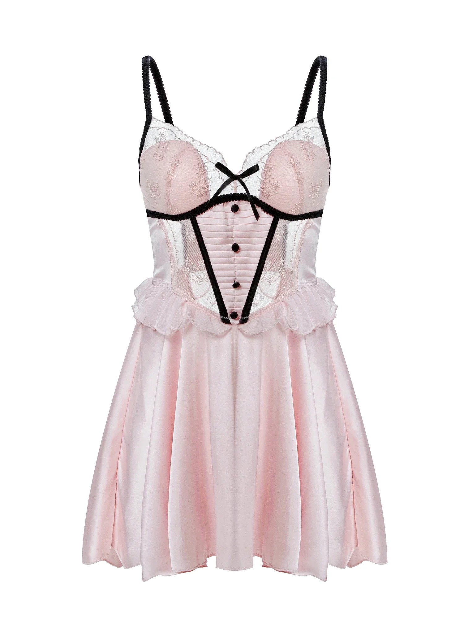 Heart-Print Satin Sexy Nightgown
