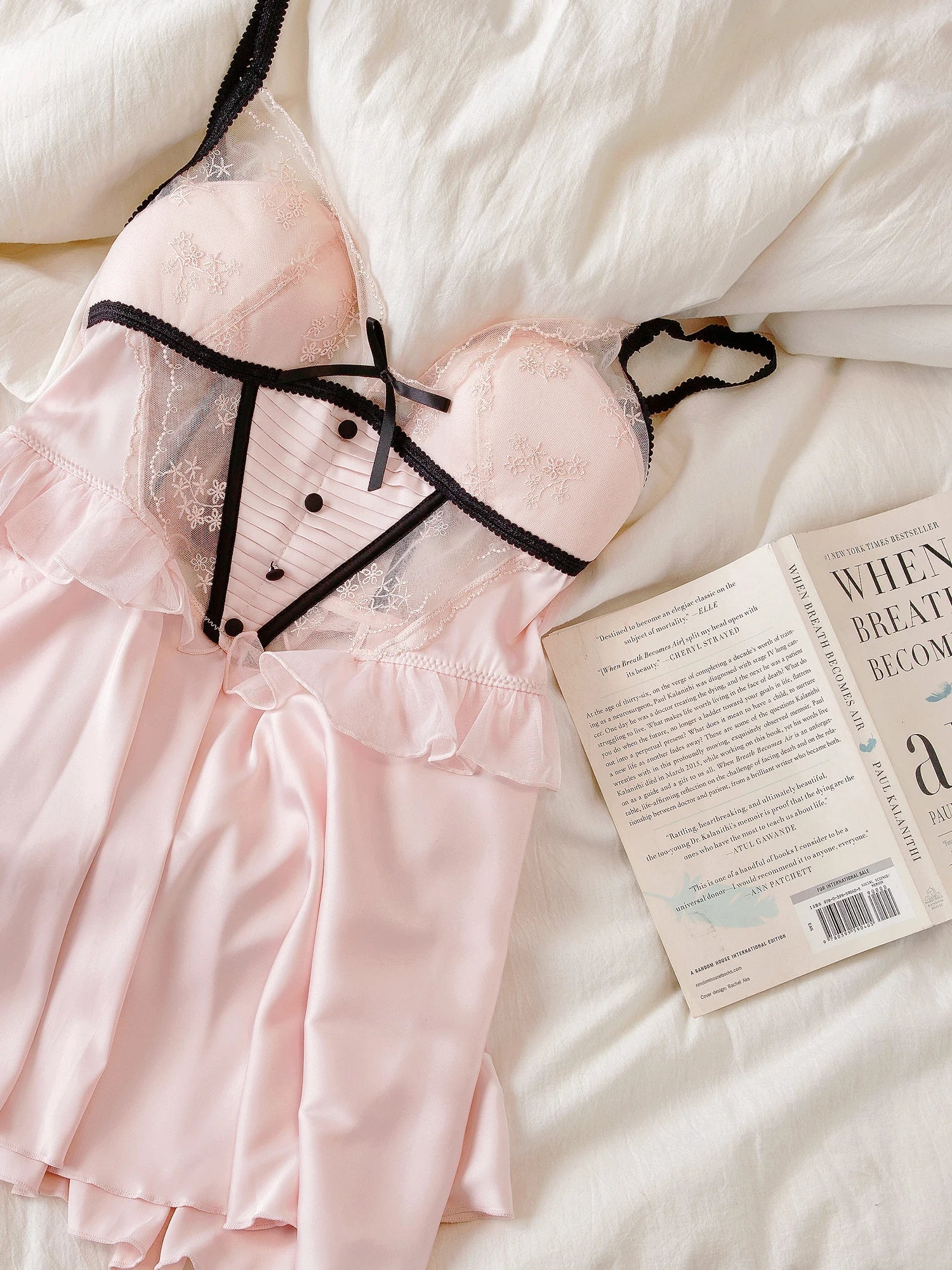 Heart-Print Satin Sexy Nightgown