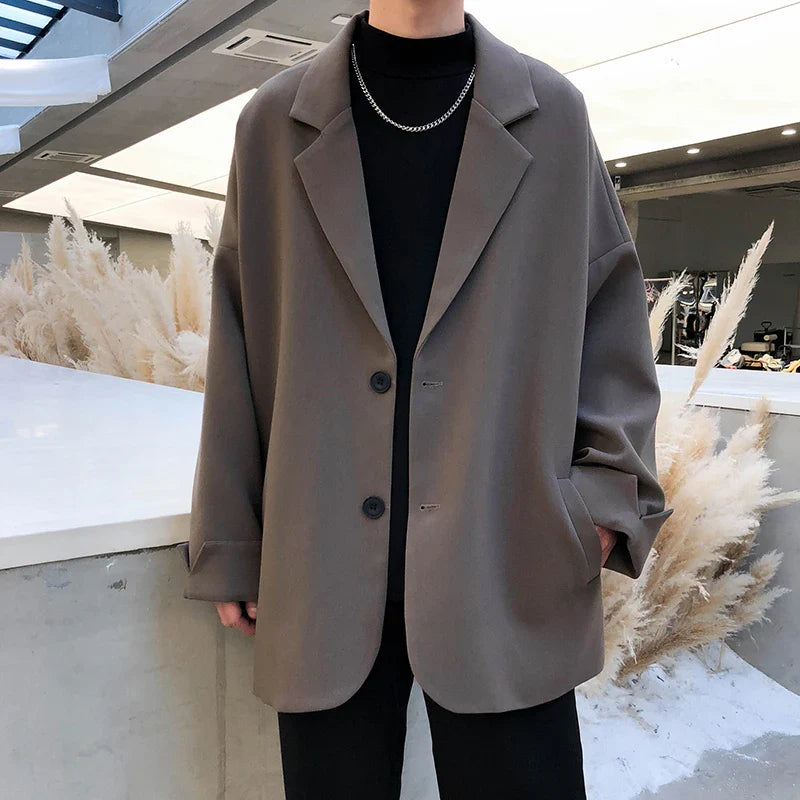 British-style Blazers Leisure Trendy Loose Suit Jackets Male Retro Daily Ins Streetwear All-match Simple Korean Suit-tops