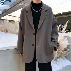 British-style Blazers Leisure Trendy Loose Suit Jackets Male Retro Daily Ins Streetwear All-match Simple Korean Suit-tops