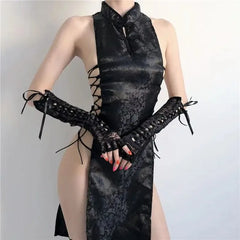High Split Bandage Mini Qipao Dress