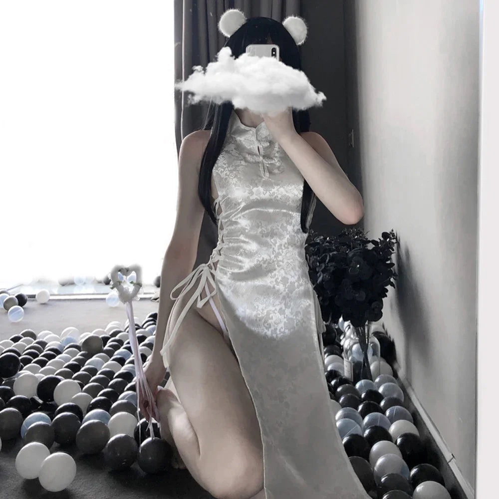 High Split Bandage Mini Qipao Dress