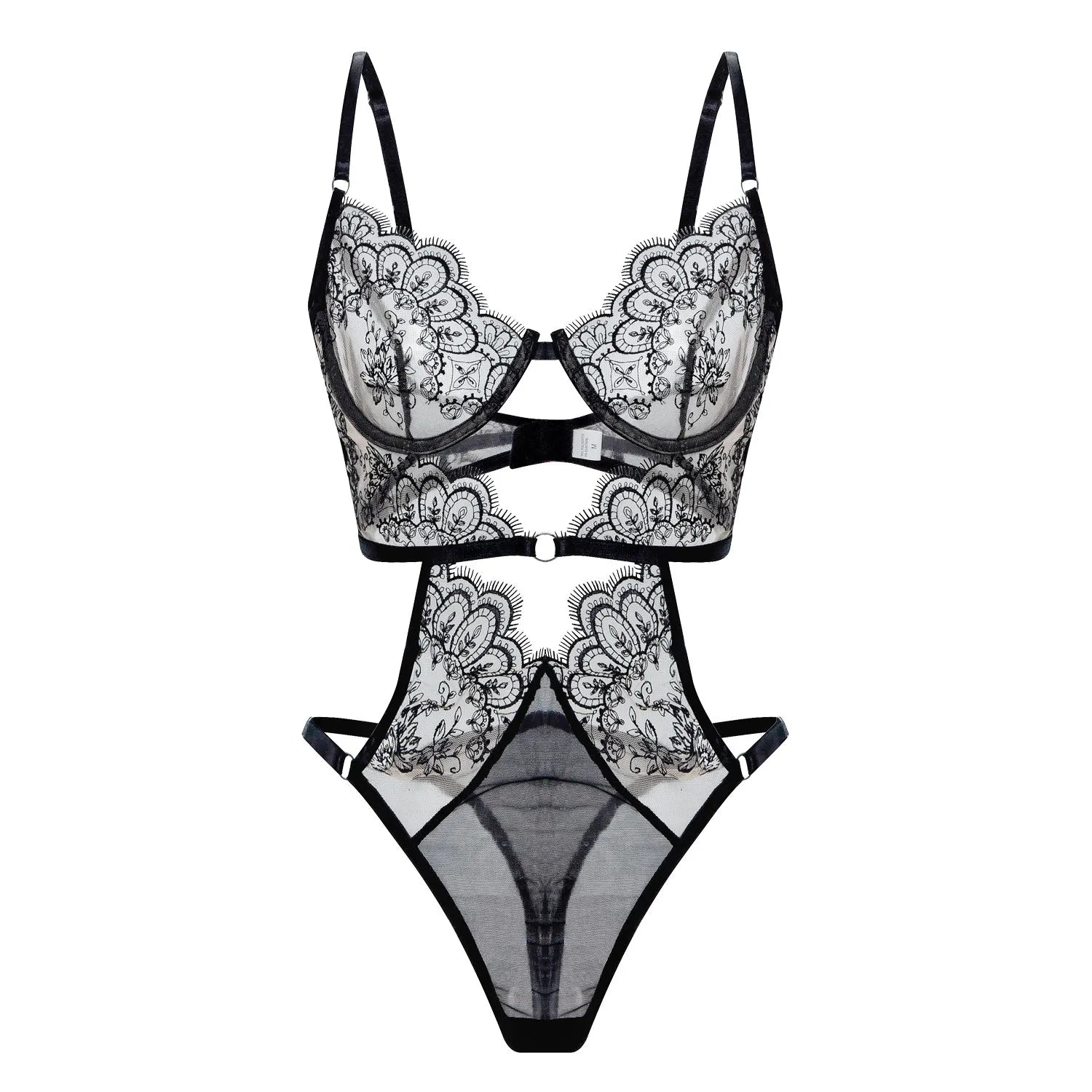 Irresistible Sensual Heavy Embroidery Petal Cutout Lingerie Set