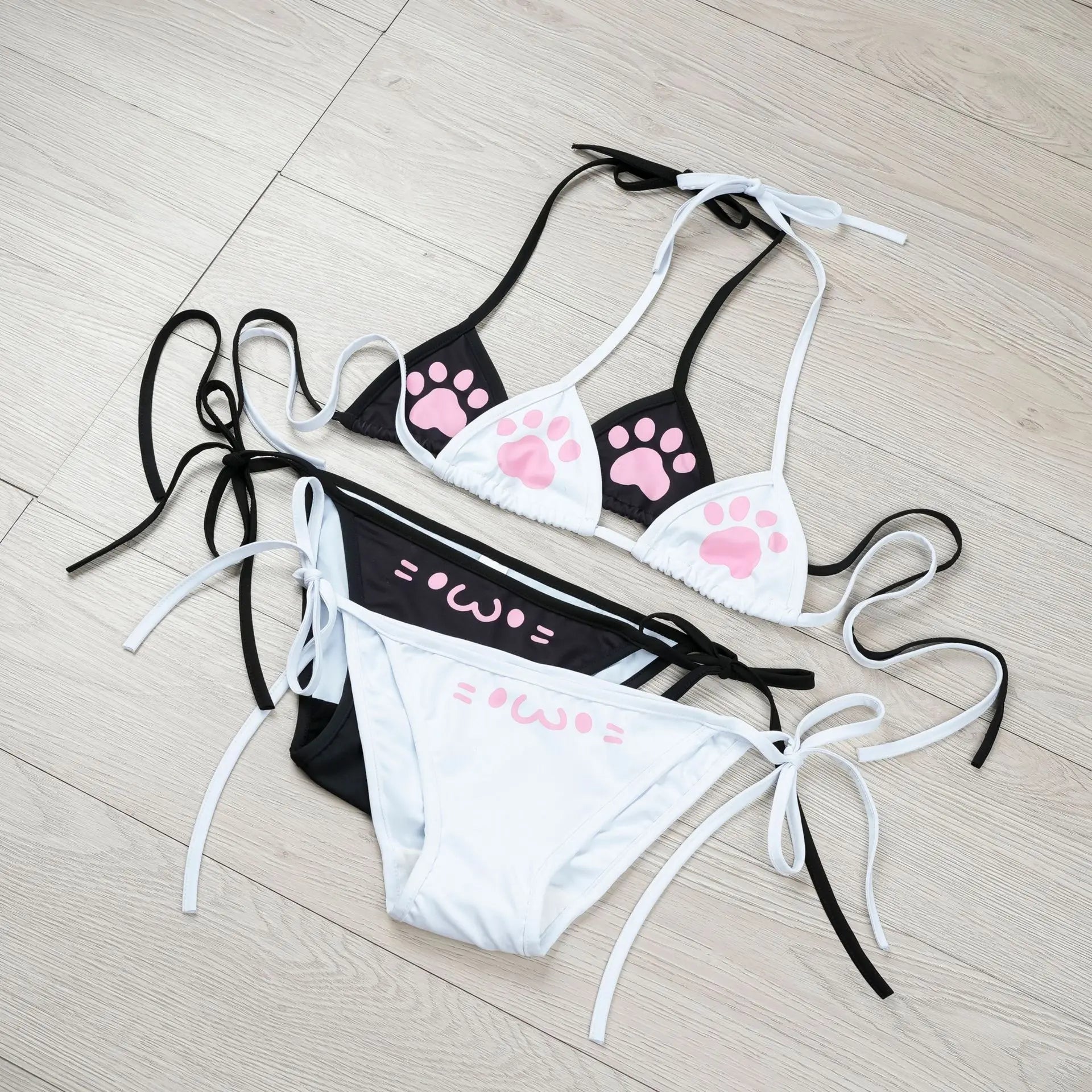 Japanese Anime Kawaii Cat Paw Micro Bikini Set