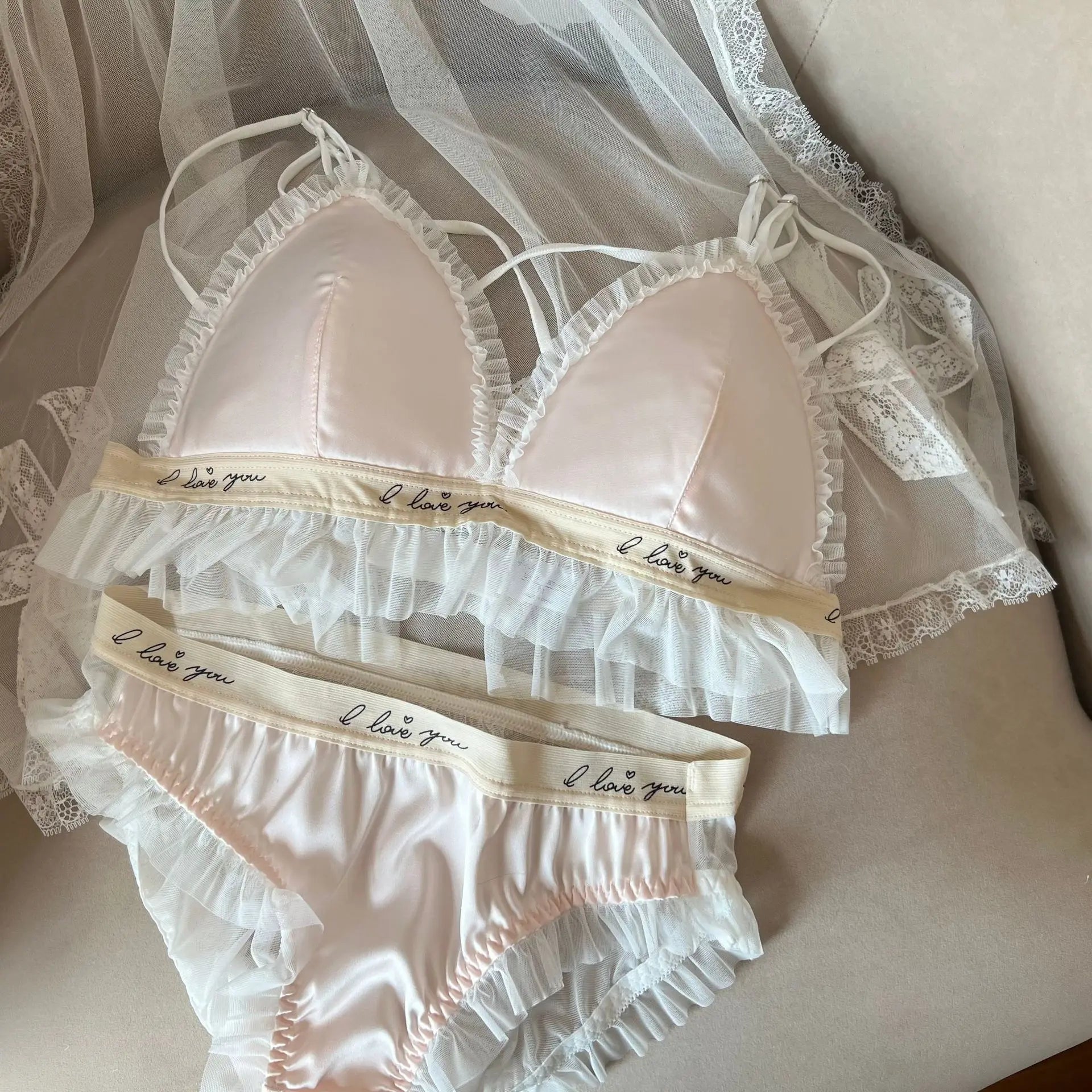 Japanese bra without steel ring thin women's big breasts show small girl fresh Underwear