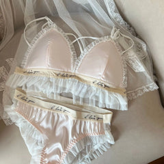 Japanese bra without steel ring thin women's big breasts show small girl fresh Underwear