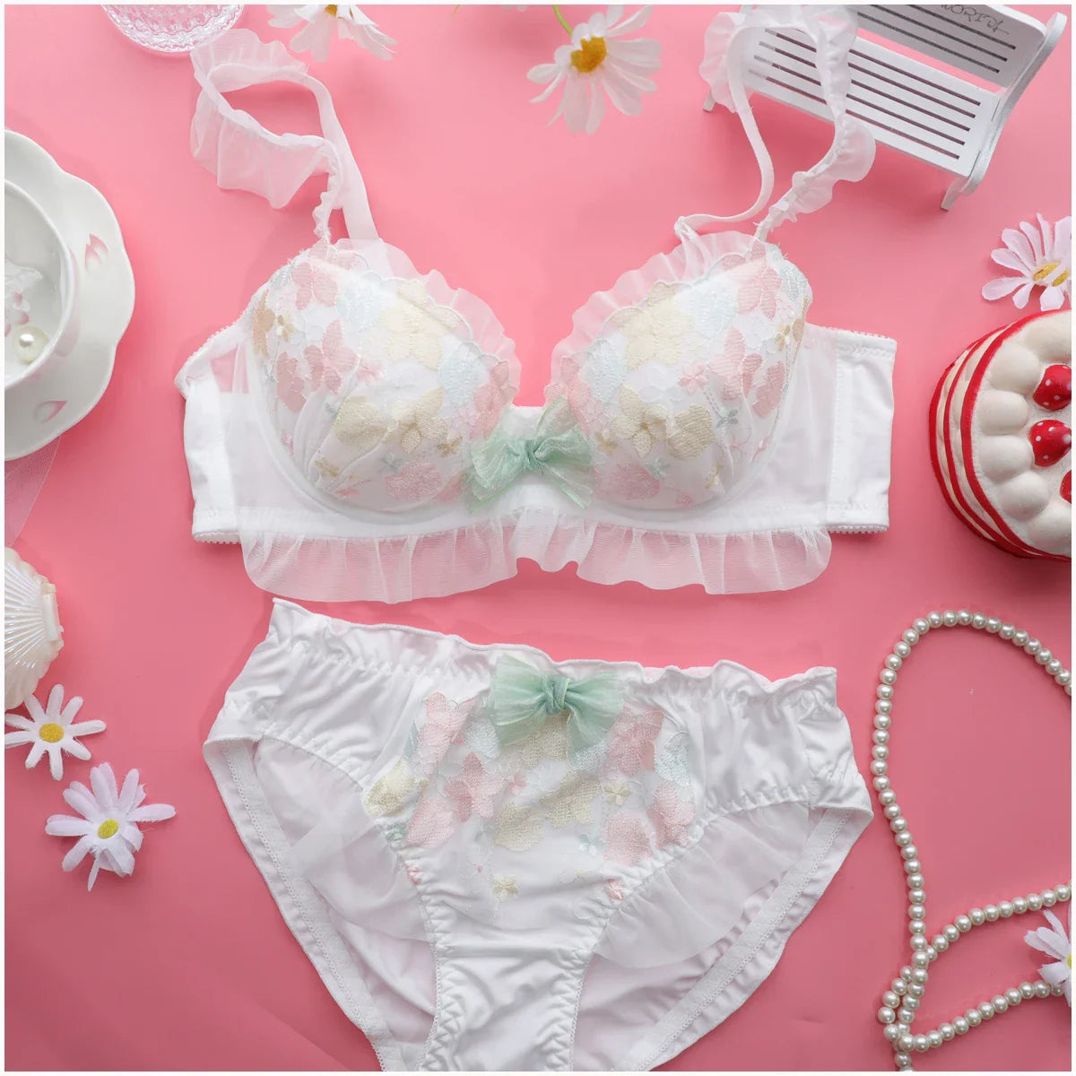 Japanese embroidery thin desirable straps Underwear