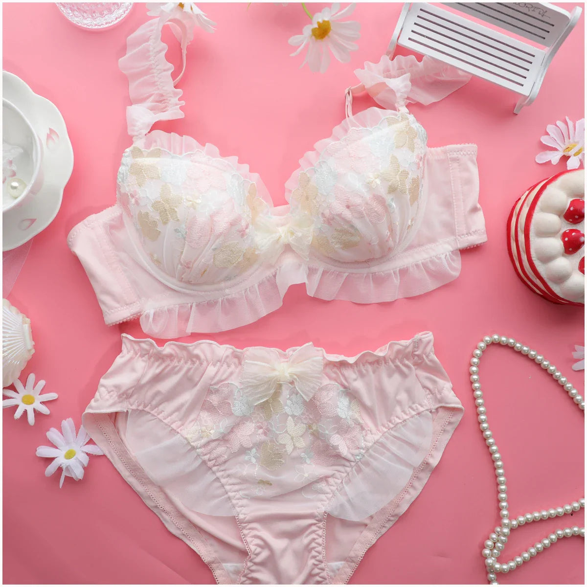 Japanese embroidery thin desirable straps Underwear