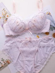 Japanese-style sweet thin embroidered lingerie set