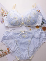 Japanese-style sweet thin embroidered lingerie set