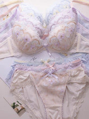 Japanese-style sweet thin embroidered lingerie set
