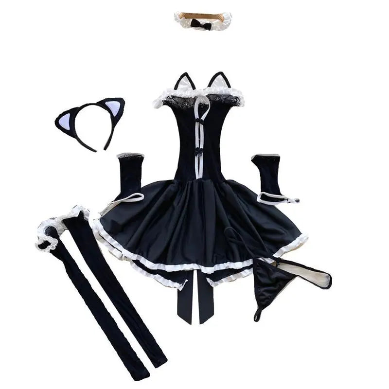 Kawaii Girls Black Night Dress